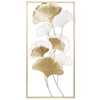 Fém fali dekoráció arany ginkgo, 50x100 cm - GINGKO - Butopêa